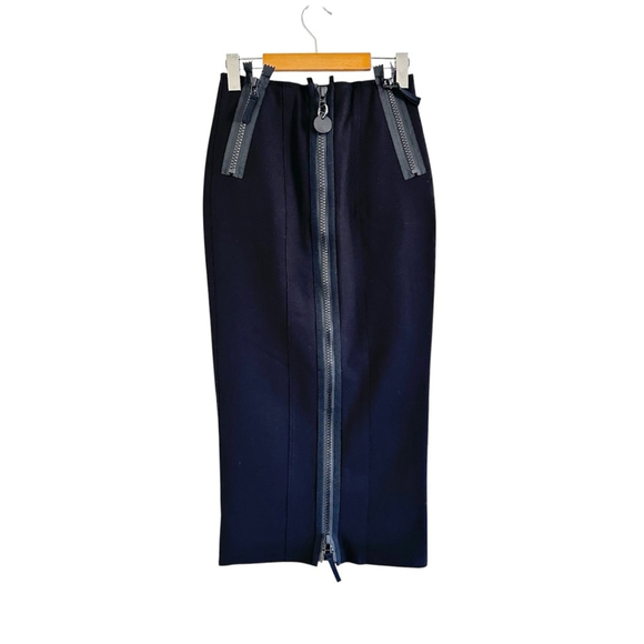 Diesel Full Zip Midi Skirt Black Size 27 Chunky Zipper Grunge Goth Rock Punk - Picture 2 of 14